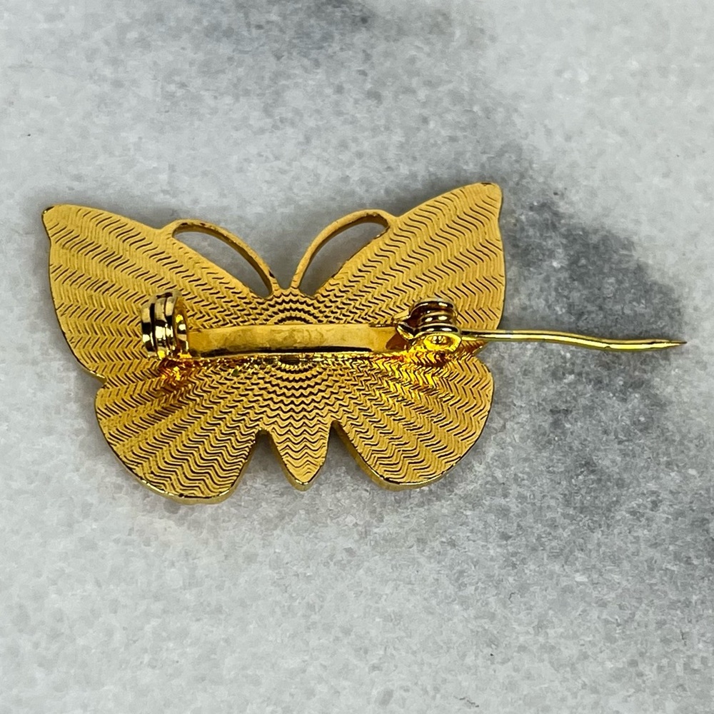 Vintage Pink Enamel Butterfly Brooch - Picture 6 of 10